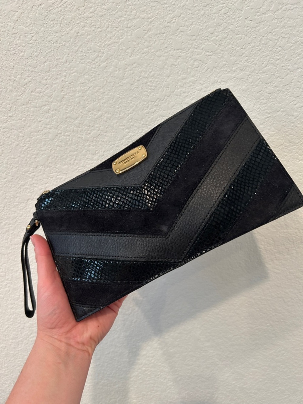 Jet Set Snake Saffiano Suede Wristlet - Picture 9 of 12